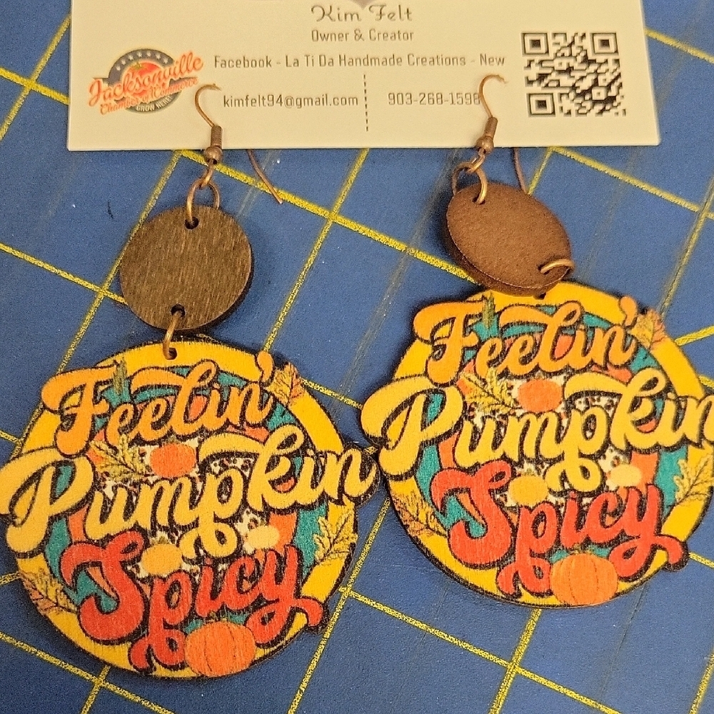 Feelin Pumpkin Spicy Earrings Fall Autumn Thanksgiving